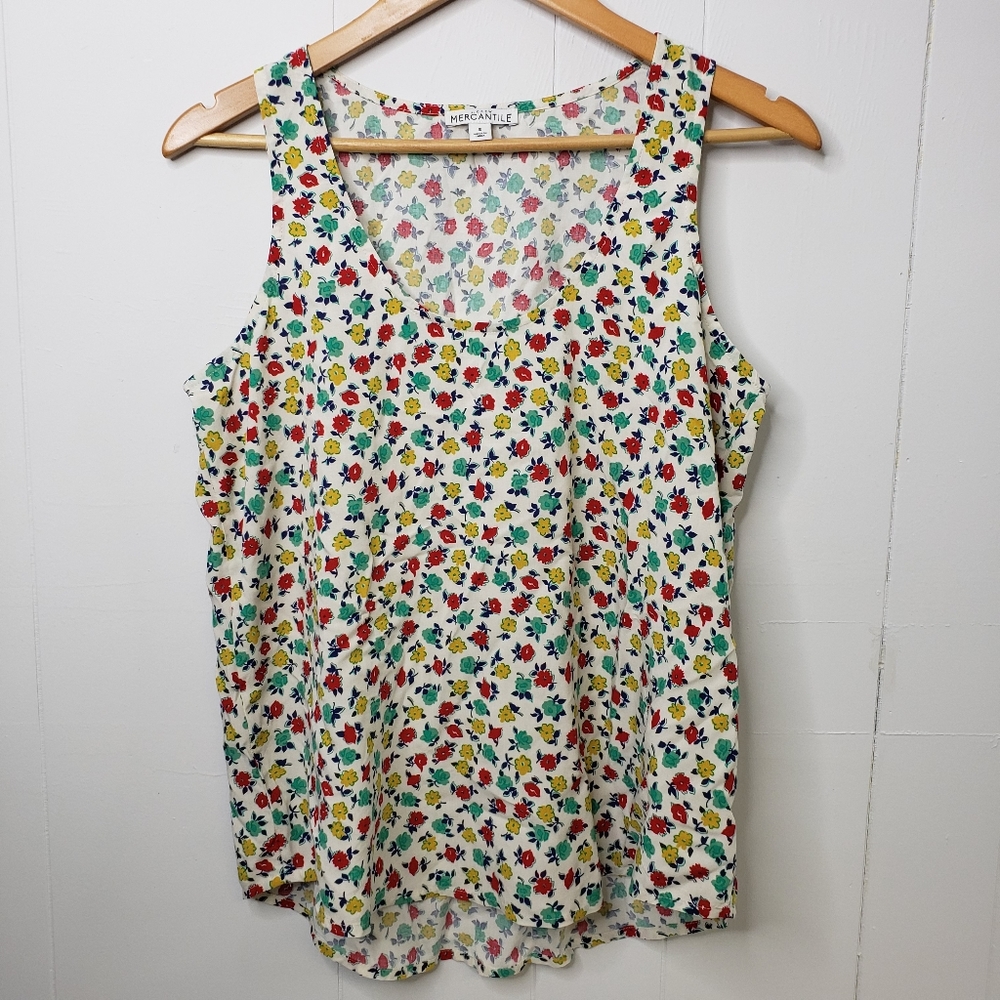 J. CREW MERCANTILE FLORAL PRINT TANK SIZE SMALL